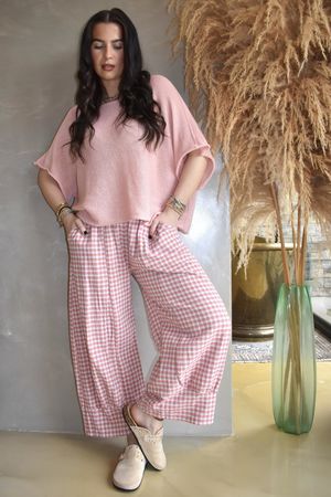 Annie Gingham Quirky 7/8 Pant Soft Coral